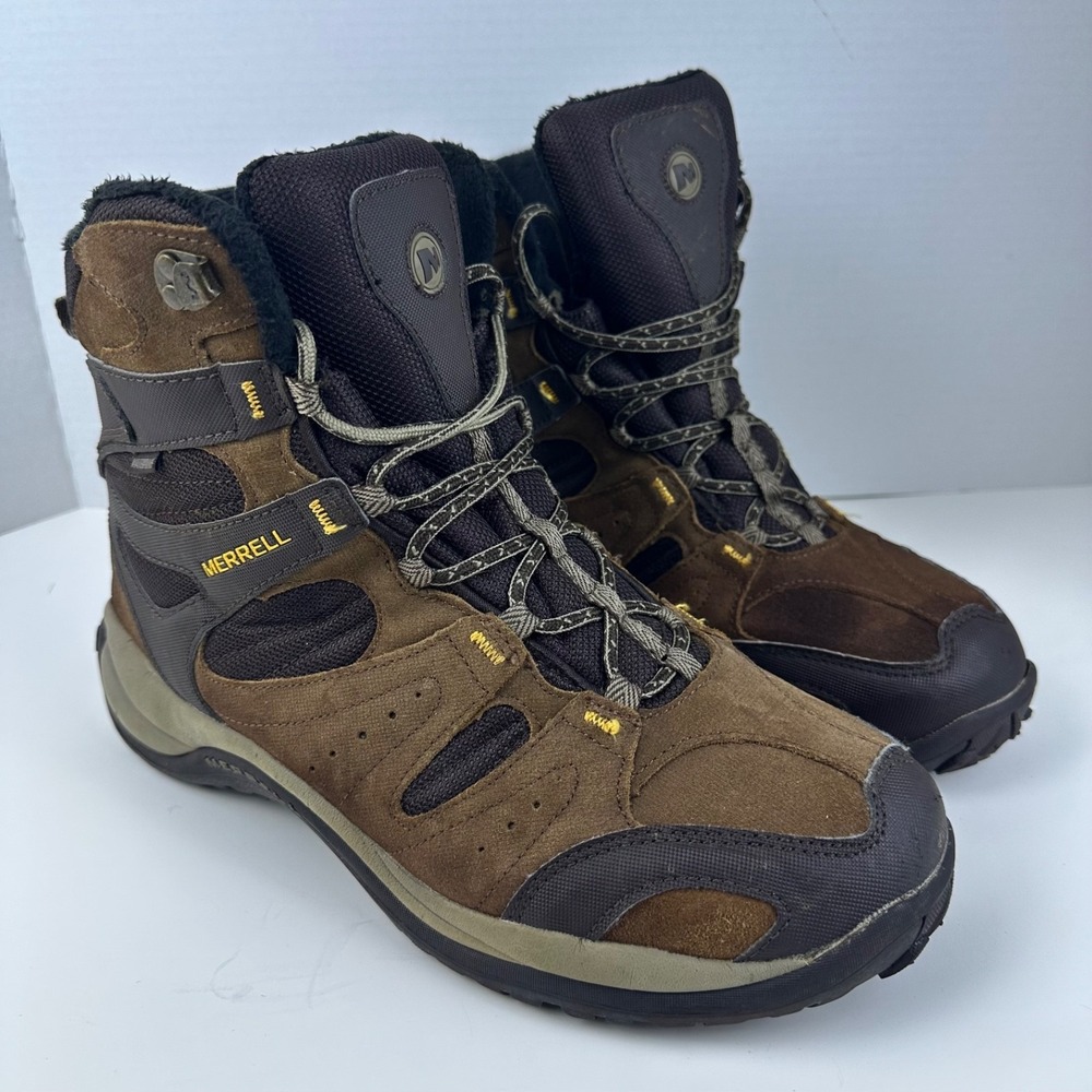 Merrell Dark Earth Men's 12 Waterproof Insulated hiking boots fleece insulation
